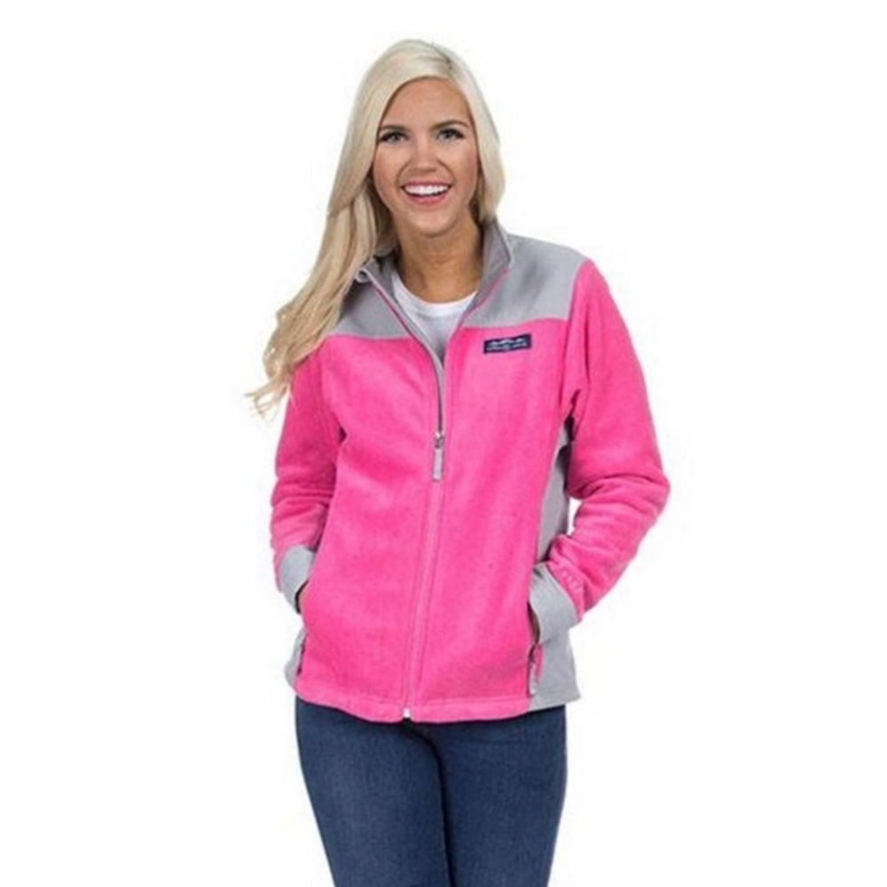 Lauren James Pink Palmer Preptec Fleece‎ Jacket Size M K3